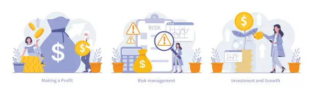 Vector illustration of Strategic Management and Finance concept. Flat vector illustration.