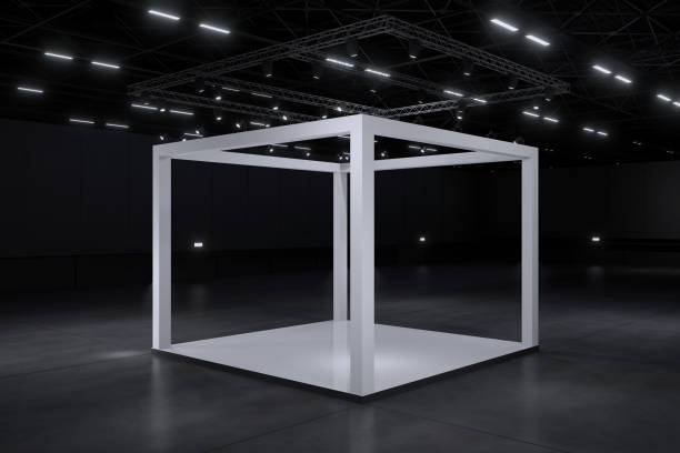 istock Exhibition stand for mockup and Corporate identity,Display design.Empty booth Design.Retail booth elements in Exhibition hall.booth Design trade show.Blank Booth system of Graphic Resources.3d Background for online Event,conference,live.3d render. 2117608113