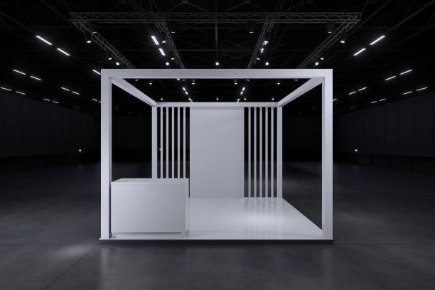 istock Exhibition stand for mockup and Corporate identity,Display design.Empty booth Design.Retail booth elements in Exhibition hall.booth Design trade show.Blank Booth system of Graphic Resources.3d Background for online Event,conference,live.3d render. 2117608121