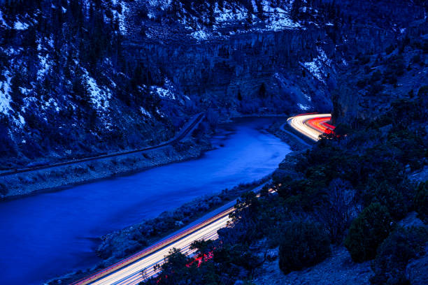 istock night View Glenwood Canyon During Blue Hour 2117608624
