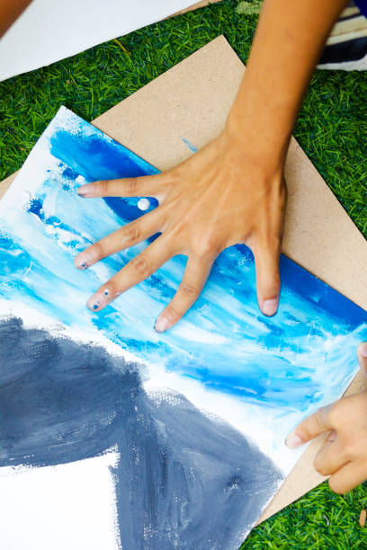 Blue handprint and tail of a fish - a symbol of good luck and prosperity elusive in the Berber people and Tunisians