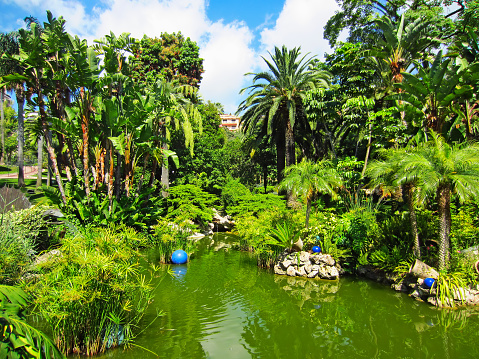 Park with pond in Monte Carlo, Monaco