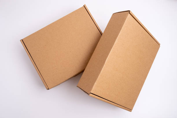 istock Brown paper box. Cardboard box isolated on white background. Place for text. Gift box 2117661589
