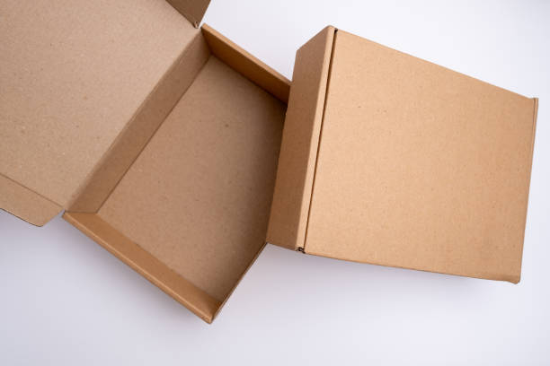 istock Brown paper box. Cardboard box isolated on white background. Place for text. Gift box 2117662448