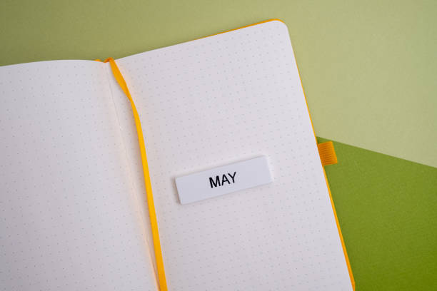 istock May - reminder about the coming month in a notepad on the table with empty space for text. Layout or template 2117662982