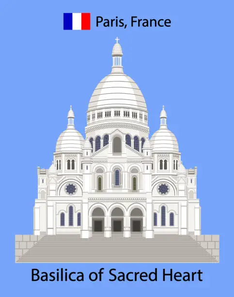 Vector illustration of Sacre Coeur Cathedral in Paris