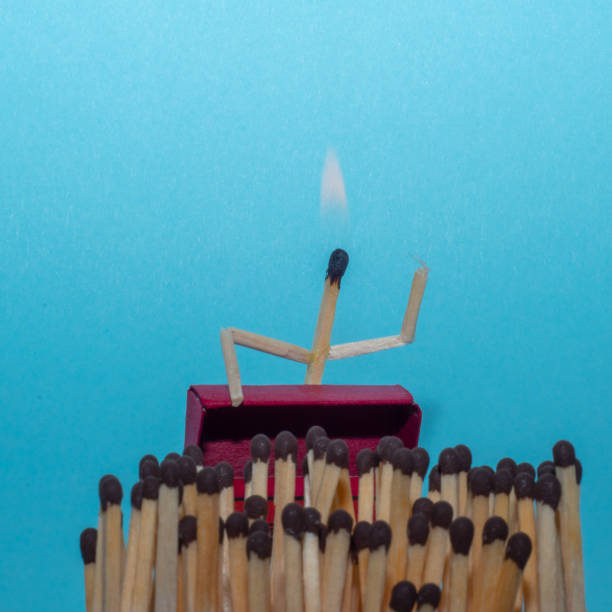 Matches representing public speech with stage and crowd. Creative social and people concept with copy space.