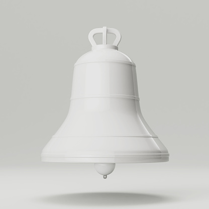 Ancient Monastery White Big Bell in Clay Duotone Style on a white background. 3d Rendering