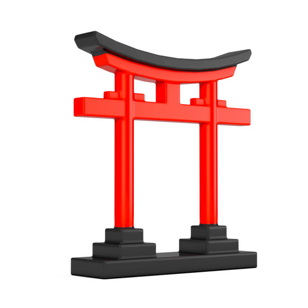 istock Red Wooden Japanese Traditional Torii Gate. 3d Rendering 2117741646