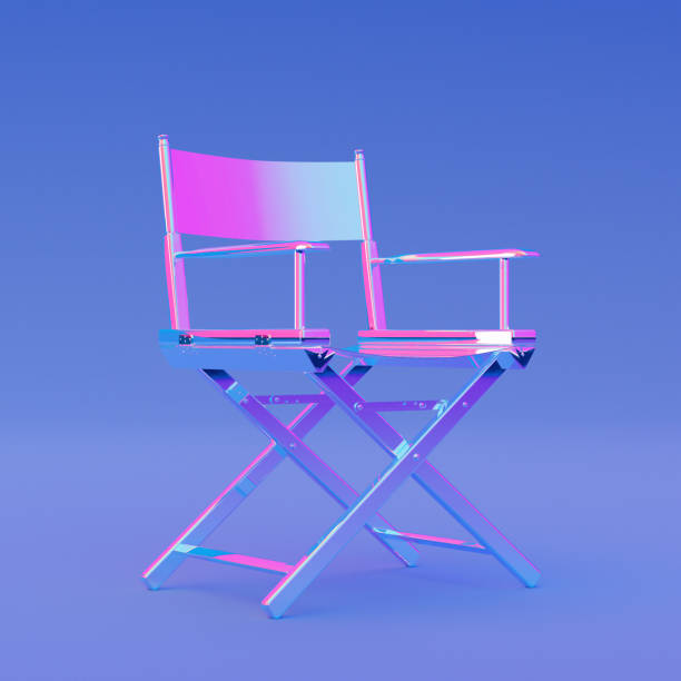 istock Abstract Pink and Blue Director Chair. 3d Rendering 2117742211