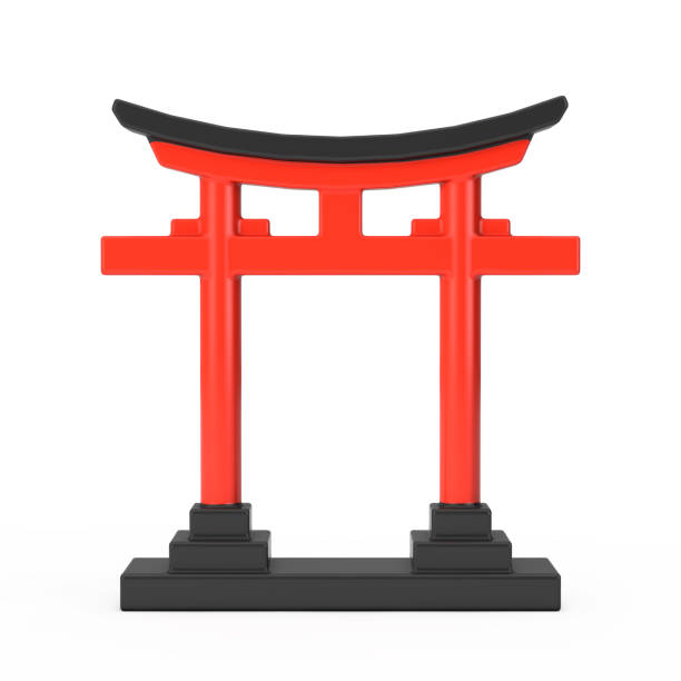 istock Red Wooden Japanese Traditional Torii Gate. 3d Rendering 2117742275