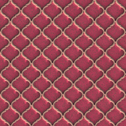 Seamless Pattern - Ceramic Tile Arabesque - Terra-cotta - burnt umber color