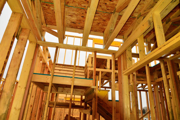 istock Network of wood framing members. 2117866556