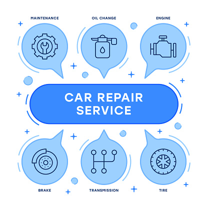 Car Repair Service vector infographic design with editable stroke line icons