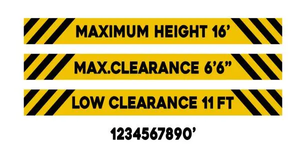 Vector illustration of Set of maximum height warning signs