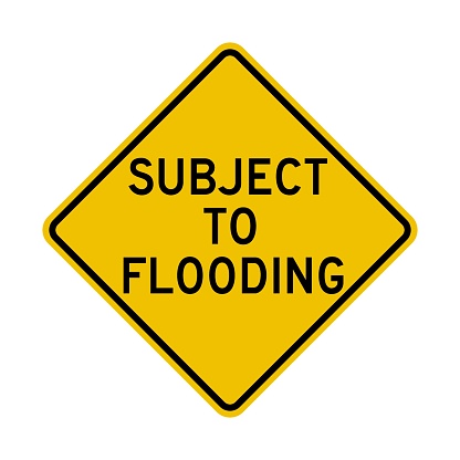 Subject to flooding road sign isolated on white background vector eps 10
