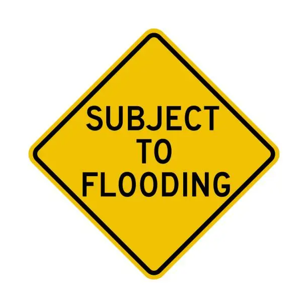 Vector illustration of Subject to flooding road sign