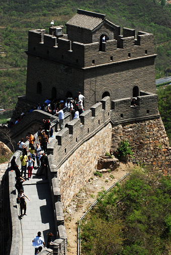 China, June 6, 2014. Tourists visit one of the world heritage wonders of the Great Wall of China or Tiongkok which has a total length of 21,196 kilometers.