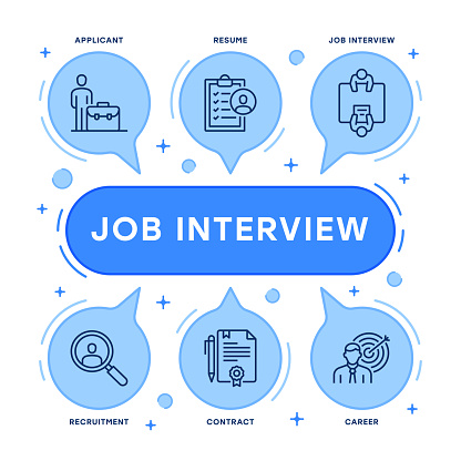 Job Interview vector infographic design with editable stroke line icons