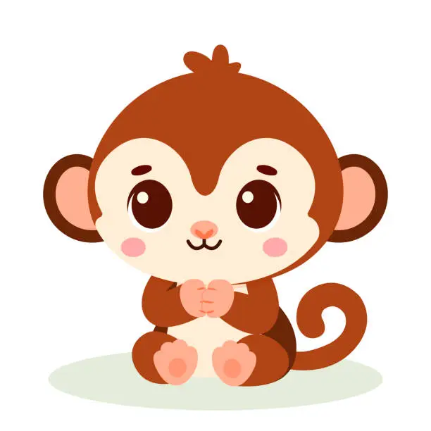 Vector illustration of Cute baby monkey charcter
