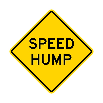 Speed hump rhombus warning road sign