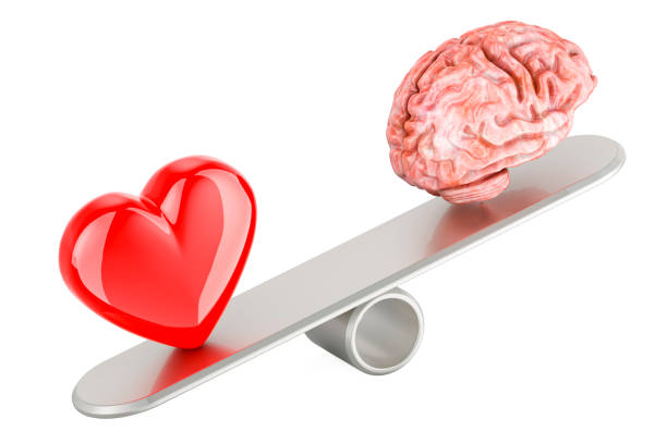 istock Seesaw with heart and brain. Balance concept, 3D rendering 2117913102