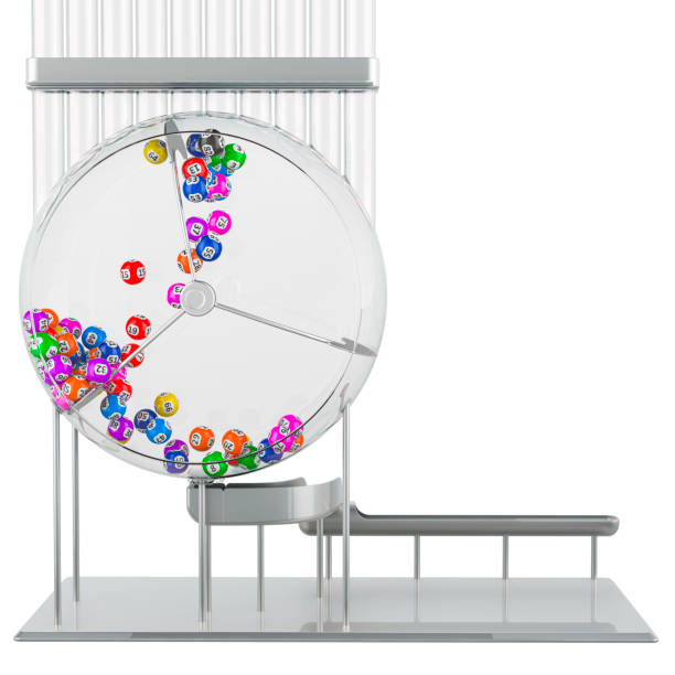 Lottery machine with lottery balls, 3D rendering isolated on white background