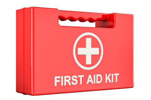 Vehicle First Aid Kit, 3D rendering isolated on white background
