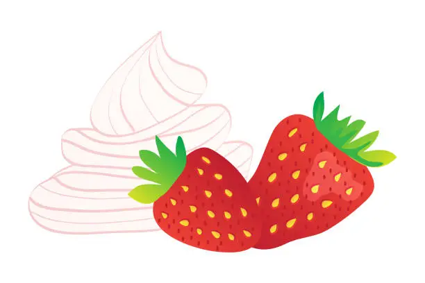 Vector illustration of Strawberry with Cream Isolated Vector Illustration