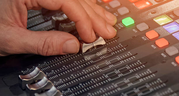 istock Audio Mixer Sound Control Panel for Music Production in Recording Studio 2117930961