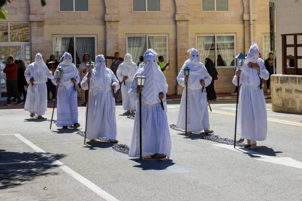 Castilla La Mancha, Spain. It is a tradition in several villages in Spain to go in procession from hermitages located on the outskirts of the towns to the parish church of the village, both during Holy Week and during the patronal festivals. These processions are often significant religious and cultural events, where the community gathers to perform ceremonies, prayers, and expressions of devotion.