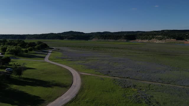 Texas Bluebonnet Field Aerial View