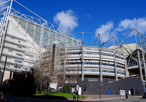 18th March 2024: St James' Park football stadium in the north east of England city of Newcastle Upon Tyne. It is the home stadium of Newcastle United football team.  It has a seating capacity for 52,350 and is the 8th largest football stadium in England.