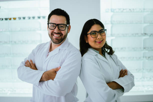 istock Portrait of opticians at the optics 2118021629