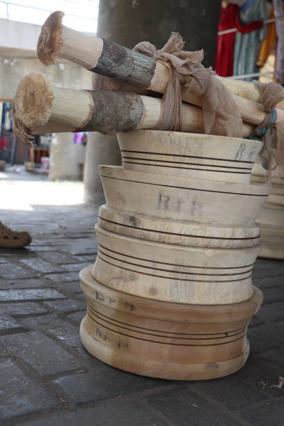 istock Hand carved Wooden Mortar 2118039446
