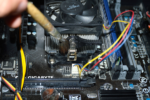 Cleaning The Computer System Unit With A Dust Brush System Unit ...