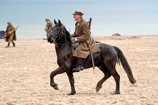 A demonstration of riding and drill of Polish uhlans from 1939, performed by a squadron of a historical reconstruction group.