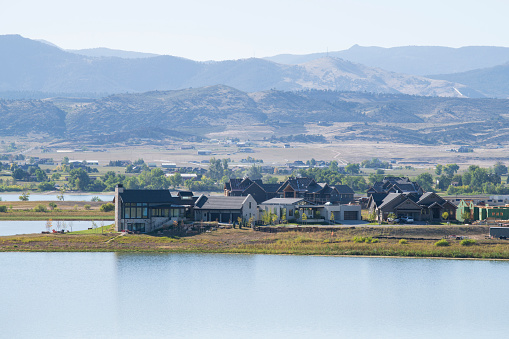 Waterfront houses in Loveland, Colorado, USA