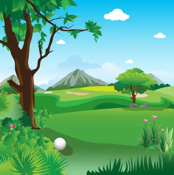 Vector illustration of Mountain Golf Course