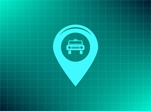 Map pointer with car icon. Vector illustration