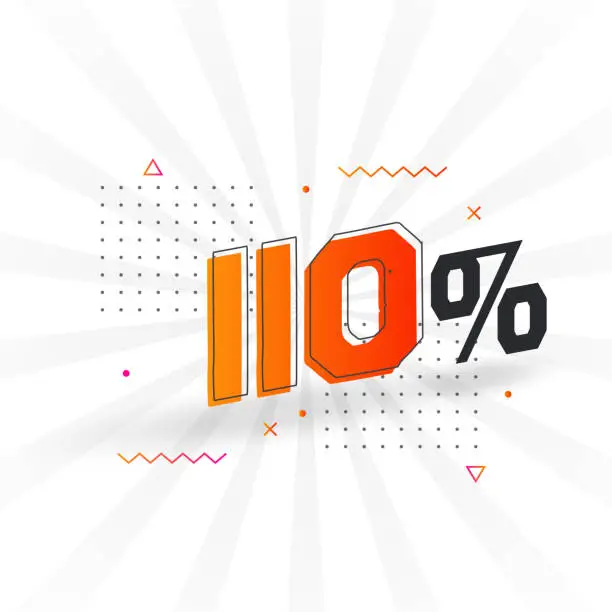 Vector illustration of 110% discount marketing banner promotion. 110 percent sales promotional design.