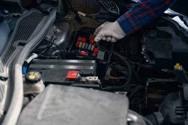 istock Close up photo of man installing relay 2118289601