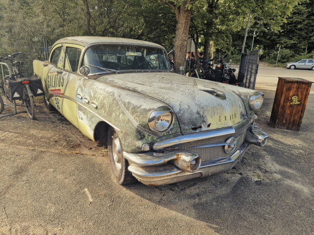 Front view of a classic car on New York City streets