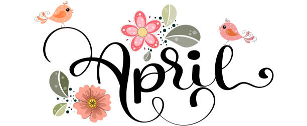 Hello April with flowers and leaves. Illustration April month Hello april with decoration flowers and leaves. Illustration april month april stock illustrations