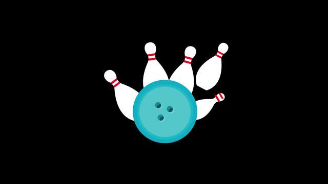 bowling ball icon concept loop animation video with alpha channel