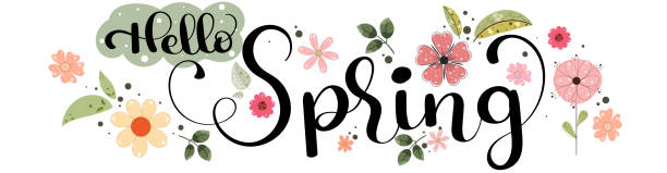 istock Hello SPRING. Floral Spring season design with color flowers, leaf .Decoration background for banner, invitation, sale or more. Vector Illustration 2118405990