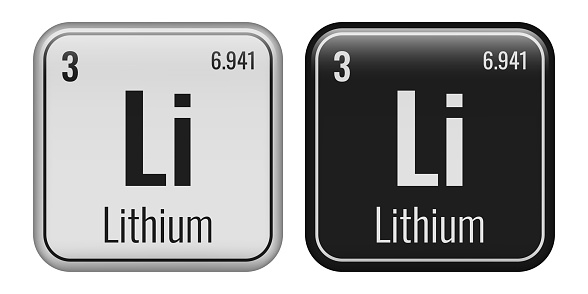 Lithium symbol. Chemical element of the periodic table. Vector illustration isolated on white background. Glass sign.