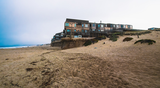 Condos and apartments on the beach. Modern beach-front complex just steps from the ocean, California