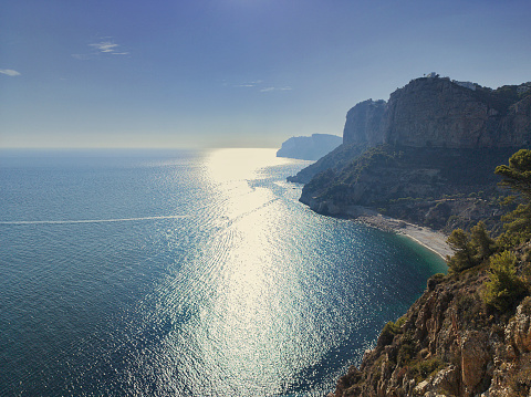Landscape on the coast of Benitachell, Alicante province in Spain. Horizontal shot.