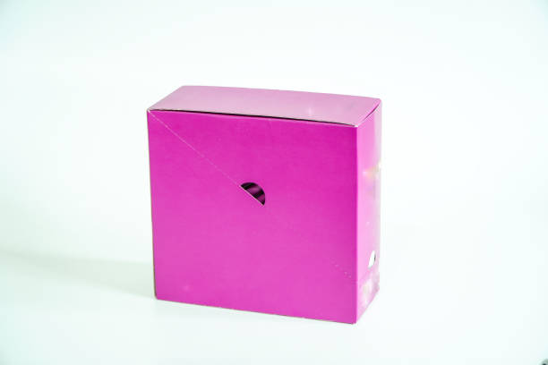 Pink box isolated on white background with clipping path and copy space.